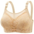 thumbnail image 1 of Sakmal Womens Plus Size Bras Beige Full-Coverage Wireless Push-Up Bra Ladies Bra Plus Size, 1 of 2