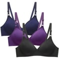 thumbnail image 1 of Sakmal Womens Plus Size Bras Solid Full Coverage Wireless Blue Minimize 3 Pack Plus Size Bra, 1 of 6