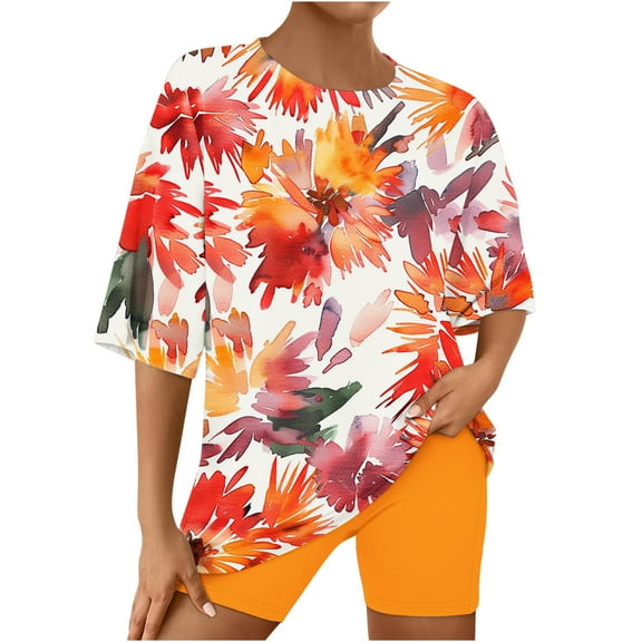 Sakmal Womens Plus Size Pajamas Sets Shorts Pant Elbow-Length Loose Fit Comfy Graphic Sleepwear for Ladies