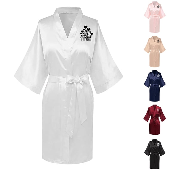 Sakmal Womens Robes Long Length Kimono Satin Sleepwear for Women House Red Women's Robe M