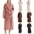 thumbnail image 1 of Sakmal Womens Robes Long Length Plus Size Fleece Flannel Bathrobe for Women Beige Cozy Ladies Robe with Pockets, 1 of 5