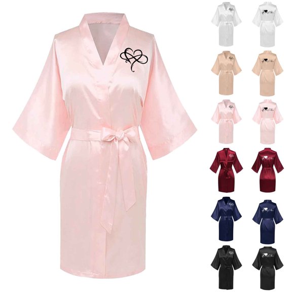 Sakmal Womens Robes Plus Size Satin Long Length Sleepwear for Women Beige Cute Ladies Robe XXL