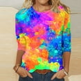 thumbnail image 1 of Sakmal Womens Shirts 3/4 Sleeve Colorful Crew Neck Pastel Graphic T-Shirts Womens Shirts, 1 of 4