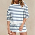 thumbnail image 1 of Sakmal Womens Shorts High Waisted Wide Leg Blue Striped Lightweight Shorts for Women with Pockets, 1 of 7