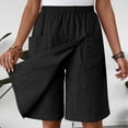 thumbnail image 1 of Sakmal Womens Shorts Wide Leg High Waisted Bermuda Solid Black Beach Vacation Shorts for Women with Pockets, 1 of 9