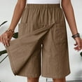 thumbnail image 1 of Sakmal Womens Shorts Wide Leg Plus Size Bermuda Brown Trendy Solid Womens Shorts with Pockets, 1 of 9