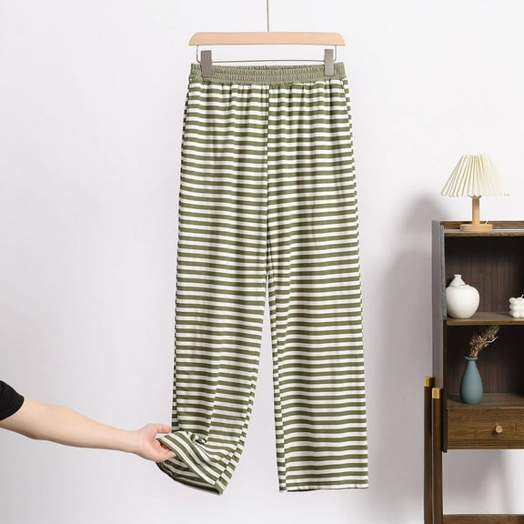 Sakmal Womens Sleep Pants Cotton Wide Leg Plus Size Sleepwear Soft Green Womens Sleep Pants 4XL