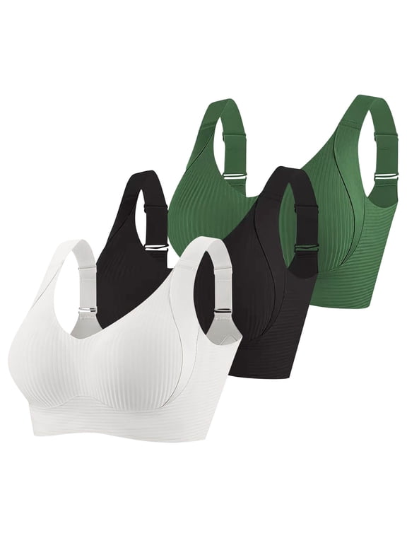 Womens Sports Bras Large Bust 3 Pack Gym Solid Fall Coverage Ladies Sports Bras L