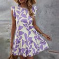 thumbnail image 1 of Sakmal Womens Summer Dresses Ruffle Floral Purple Comfort Fit Sleeveless Mid-Length A-Line Dress, 1 of 9