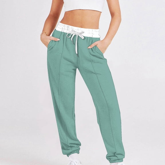 Sakmal Womens Sweatpants High Waisted Joggers Pants Workout 30" Inseam Graphic Green Womens Sweatpants S