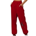 thumbnail image 1 of Sakmal Womens Sweatpants Wide Leg Joggers Pants Graphic Red Casual Hiking Sweatpants Women XXL, 1 of 4