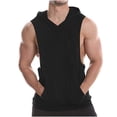 thumbnail image 1 of Sakmal Womens Tanks Black Hooded Black Breathable Solid with Pockets Camisole Workout Sleeveless Shirts for Men, 1 of 7