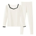 thumbnail image 1 of Sakmal Womens Thermal Underwear Set Plus Size Cotton Fleece Lined Sleepwear White for Cold Weather Ladies Base Layer Sizes L-3XL, 1 of 8