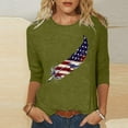 thumbnail image 1 of Sakmal Womens Tops 3/4 Sleeve Green Crew Neck Graphic Independence Day T-Shirts Ladies Shirts, 1 of 4