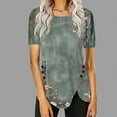 thumbnail image 1 of Sakmal Green Month Tops Deal Short Sleeve Vintage Crew Neck Asymmetrical Floral T-Shirts Oversized Shirts for Women, 1 of 5