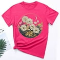 thumbnail image 1 of Sakmal Womens Tops Pink Short Sleeve Graphic Flower Crew Neck T-Shirts Womens Shirts, 1 of 4