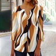 thumbnail image 1 of Sakmal Womens Tops Under $10 Brown 3/4 Sleeve V-Neck Floral Button Tunic Shirts for Women, 1 of 4