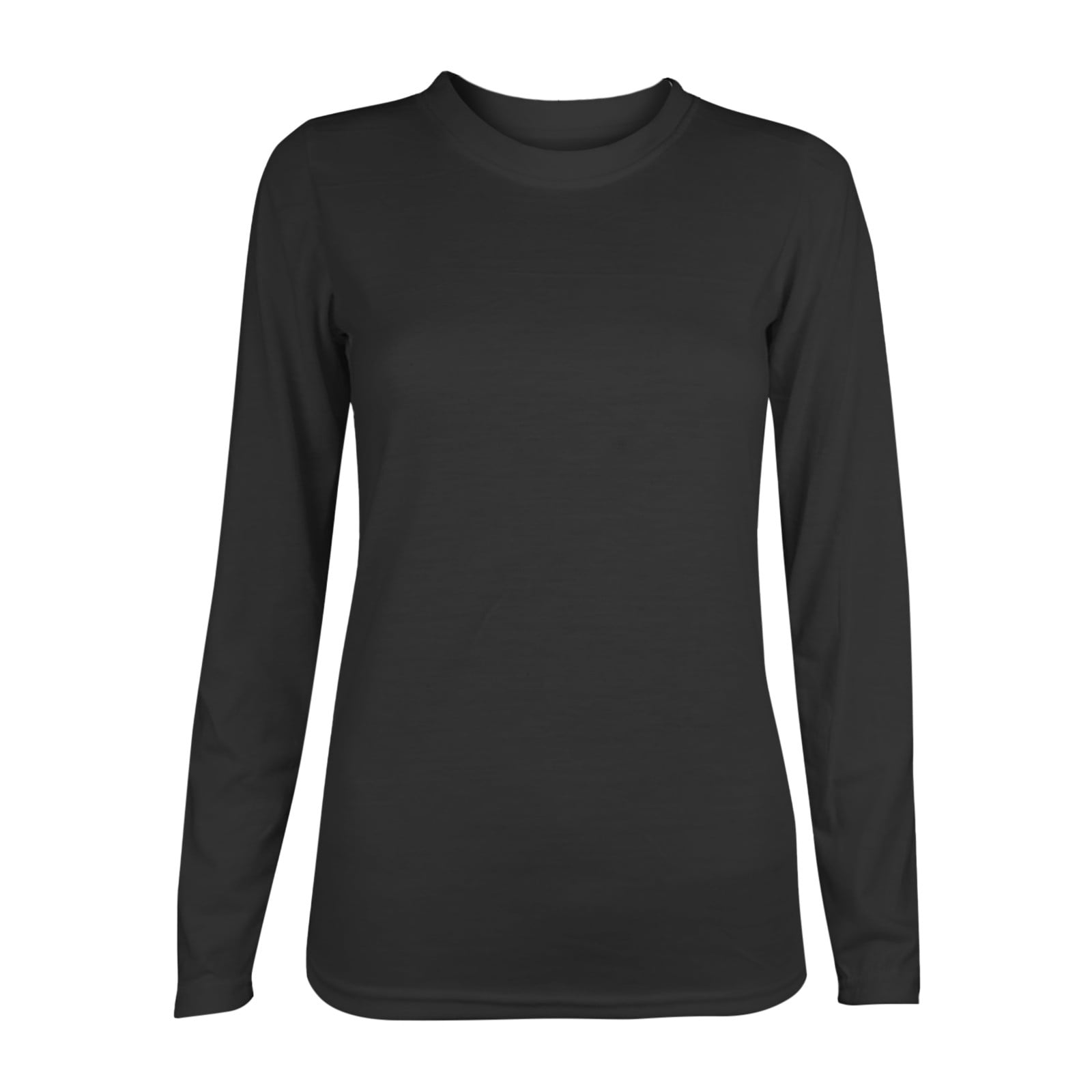 Sakmal Womens Tops Long Sleeve Black Solid Crew Neck T-Shirts Shirts ...