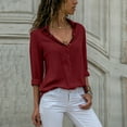 thumbnail image 1 of Sakmal Womens Tops Plus Size Long Sleeve Collared Button Solid Blouses Womens Shirts, 1 of 6