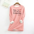 thumbnail image 1 of Sakmal Womens Tops Plus Size Long Sleeve Crew Neck Quotes Fleece Tunic Plus Size Ladies Shirts, 1 of 5