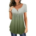 thumbnail image 1 of Sakmal Womens Tops Plus Size Short Sleeve Gradient Crew Neck Pleated Tunic Plus Size Ladies Shirts, 1 of 5