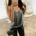 thumbnail image 1 of Sakmal Womens Tops Trendy Silver Sleeveless Camisole V-Neck Sexy Sequin Print Tank Tops T Shirts for Women, 1 of 8