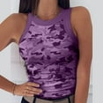 thumbnail image 1 of Sakmal Womens Tops Trendy Sleeveless Purple Crew Neck Camisole Camouflage Polos Tank Tops Shirts for Women, 1 of 5