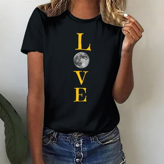 Sakmal Womens Tops Under $5 Short Sleeve Crew Neck Quotes T-Shirts Womens Shirts