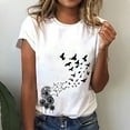 thumbnail image 1 of Sakmal Womens Tops White Short Sleeve Graphic Modal Crew Neck T-Shirts Ladies Shirts $5, 1 of 6