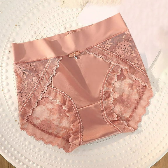 Sakmal Womens Underwear High Waisted Briefs Panties Soft Red Panties for Ladies L