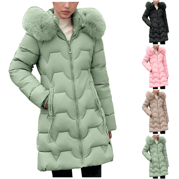 Sakmal Womens Winter Coats Hooded Quilted Plus Size Puffer Down Jackets Overcoat Parka Green Long Lightweight Coats for Women
