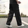 thumbnail image 1 of Sakmal Work Cargo Pants for Men Wide Leg Drawstring Elastic Waist Classic Fit Black Lightweight Mens Pants XL, 1 of 6