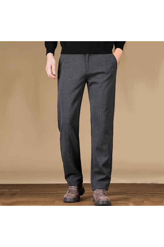 Work Mens Khaki Pants Straight Leg Slacks Gray Chino Pants for Men 4XL