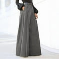 thumbnail image 1 of Sakmal Work Pants for Women Wide Leg Cotton Flowy Palazzo Gray High Waisted Solid Long Pants with Pockets, 1 of 6