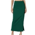 thumbnail image 1 of Sakmal Work Skirt Split Green Pencil Maxi Solid Sheath Skirts for Women, 1 of 5