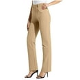 thumbnail image 1 of Sakmal Work Women's Pants High Waisted Khakis Straight Leg Trousers Yellow Solid Pants with Pockets, 1 of 8