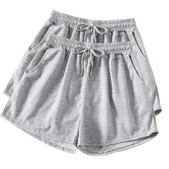 Sakmal Workout Shorts Women Gym Running Gray 2PC High Waisted Comfy 5" Athletic Shorts with Pockets