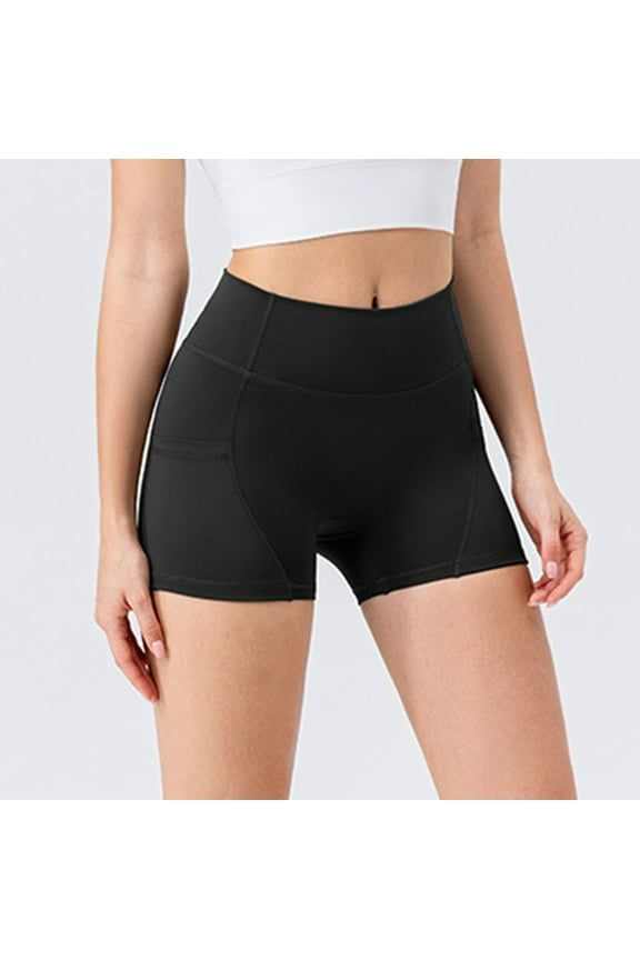 Workout Shorts for Women Black Gym Running Spandex Mid Rise 4" Quick Dry Athletic Shorts with Pockets