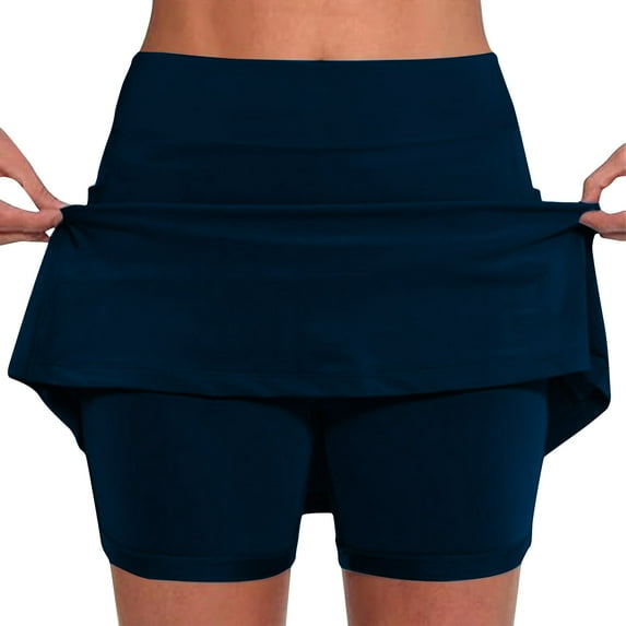 Sakmal Workout Women's Shorts Blue Comfy Mini Skirt Tennis 4" Skorts for Women