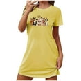 thumbnail image 1 of Sakmal Yellow Moomoos for Women Sleep Christmas Comfy Cloud-Like Pajama Dress Crew Neck Short Dog Print Short Sleeve Nightgowns S-2XL, 1 of 4
