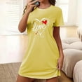 thumbnail image 1 of Sakmal Yellow Night dress for Women Oversized Stretchy Soft Sleepshirt Crew Neck Love Print Short Short Sleeve Nightgowns S-2XL, 1 of 5