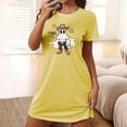 thumbnail image 1 of Sakmal Yellow Nightgowns for Women Halloween Breathable Oversized Soft Sleepshirt Crew Neck Short Short Sleeve Ghost Print Nightgowns S-2XL, 1 of 5