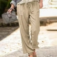 thumbnail image 1 of Sakmal Yellow Summer Pants for Women Cropped Palazzo Solid Linen with Pockets Girls Trousers, 1 of 6