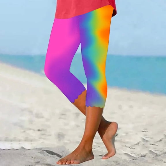 Sakmal Yoga Pants Womens Pants Cropped Tie Dye Workout High Waisted Pants for Ladies