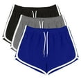 thumbnail image 1 of Sakmal Yoga Shorts for Women Dolphin 3PC Running Blue 3 Inch Inseam Solid Mid Rise Shorts, 1 of 8