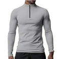 thumbnail image 1 of Sakmal Long Sleeve Shirts for Men Zip Mock Neck Gray T-Shirt Solid Uv Protection Breathable Tops for Value Pack, 1 of 5