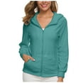 thumbnail image 1 of Sakmal Zip Up Womens Jackets Green Workout Fleece Jacket Solid Hooded Cropped Coats for Women, 1 of 5