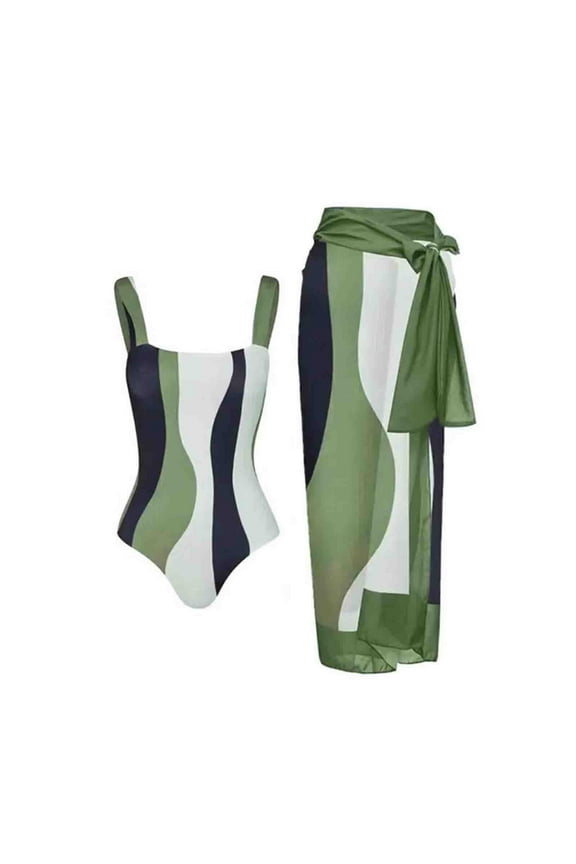 with Wrap Womens Swimsuits Green Tummy Control 2 Piece One Piece Swimsuits Patchwork Swimwear