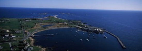 Sakonnet Point Lighthouse in the distance Little Compton Rhode Island USA Canvas Art - Panoramic Images (36 x 13)