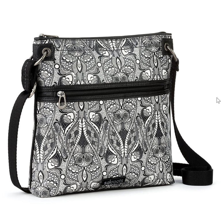 Sakroots Artist Circle Flat Crossbody Sling Bag, Black White  display picture 3